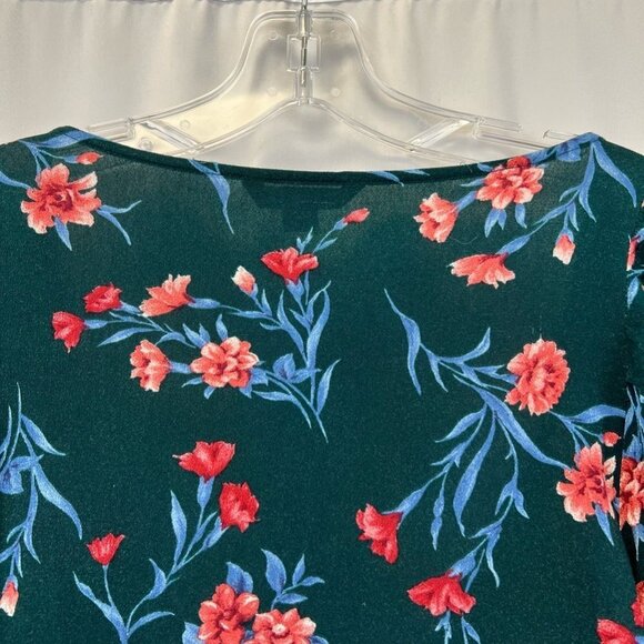 American Eagle Womens Blouse Multicolor Floral Long Sleeve V Neck Tie Pullover M - Picture 6 of 11